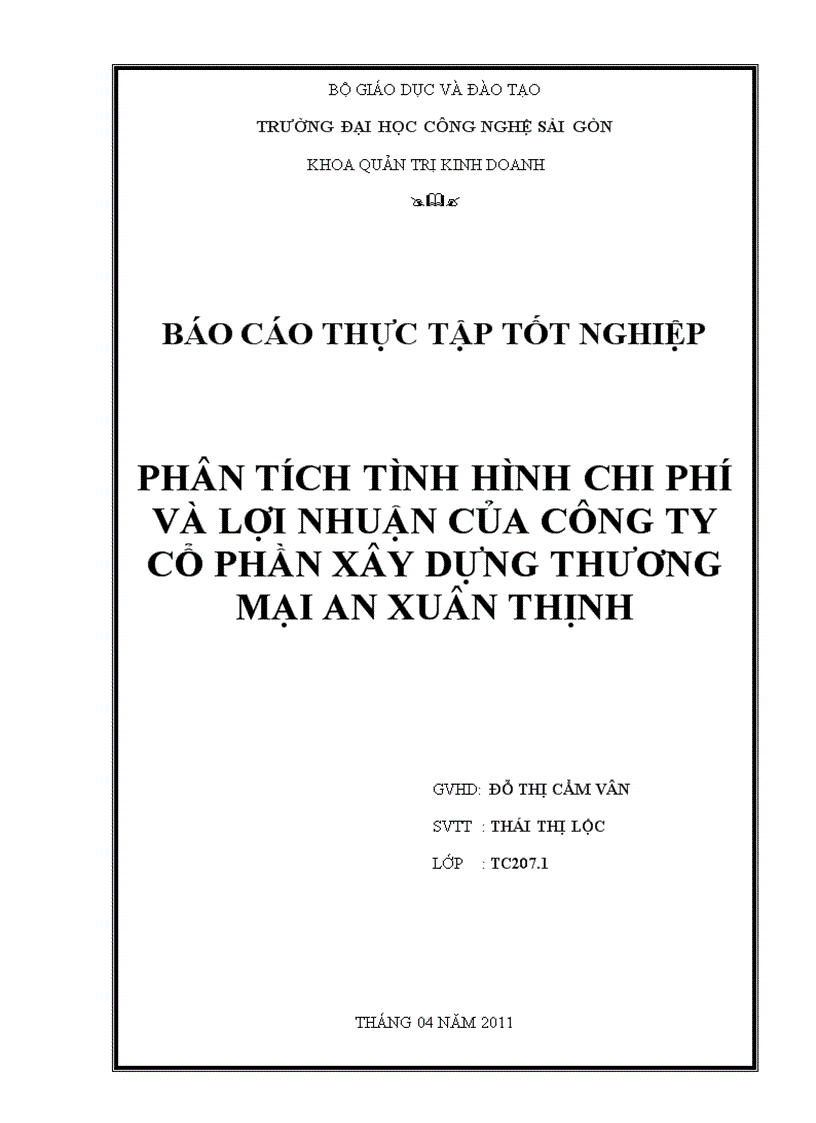 Phân tích tình hình và chi phí sản xuất công ty cổ phần an xuân thịnh