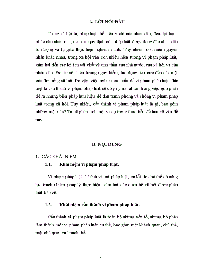 image for page Cho một ví dụ về vi phạm pháp luật và phân tích cấu thành của vi phạm pháp luật đó