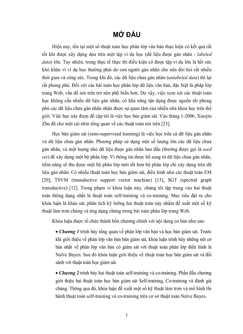 image for page Thuật toán self training và co training ứng dụng trong phân lớp văn bản