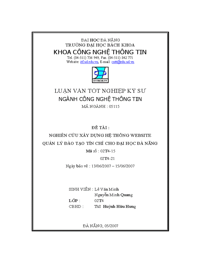 image for page Nghiên cứu xây dựng hệ thống website quản lý đào tạo tín chỉ cho đại học Đà Nẵng