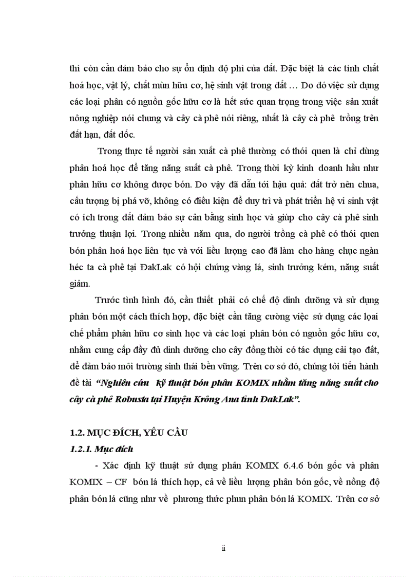 image for page Luận văn thạc sỹ Nghiên cứu kỹ thuật bón phân KOMIX nhằm tăng năng suất cho cây cà phê Robusta tại Huyện Krông Ana tỉnh ĐakLak