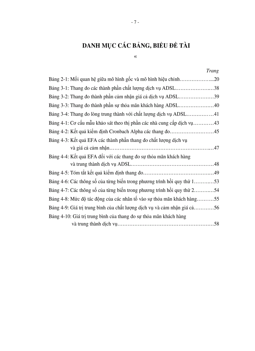 image for page Đo lường chất lượng dịch vụ sự thỏa mãn và lòng trung thành của khách hàng đối với dịch vụ ADSL