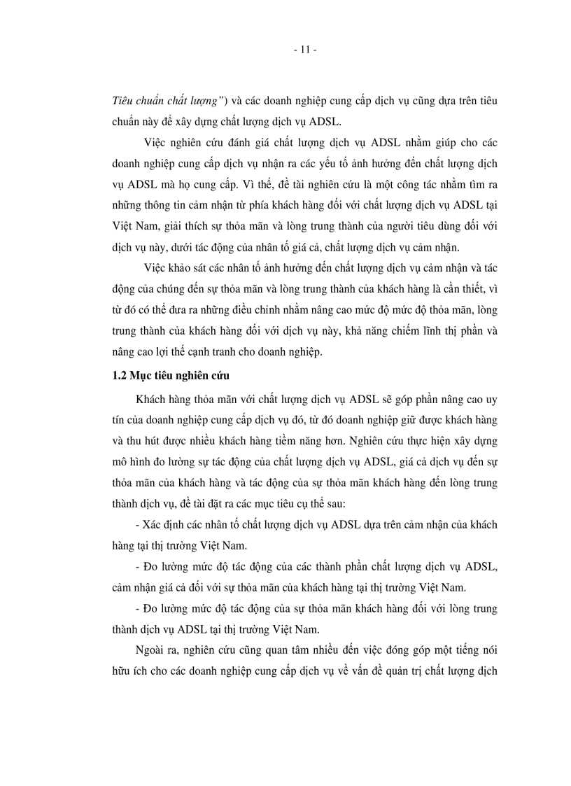 image for page Đo lường chất lượng dịch vụ sự thỏa mãn và lòng trung thành của khách hàng đối với dịch vụ ADSL