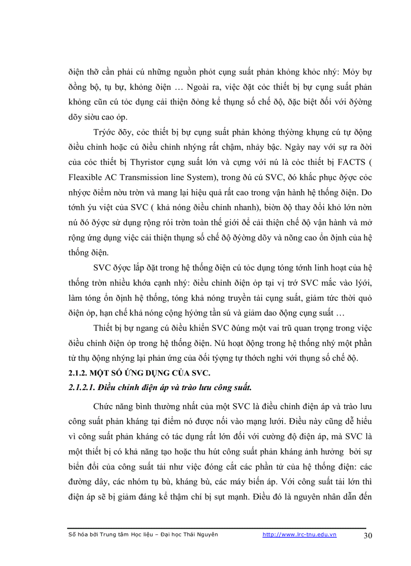 image for page Điều khiển thiết bị bù tĩnh svc và ứng dụng trong việc nâng cao cho ổn định chất lượng điện năng của hệ thống điện