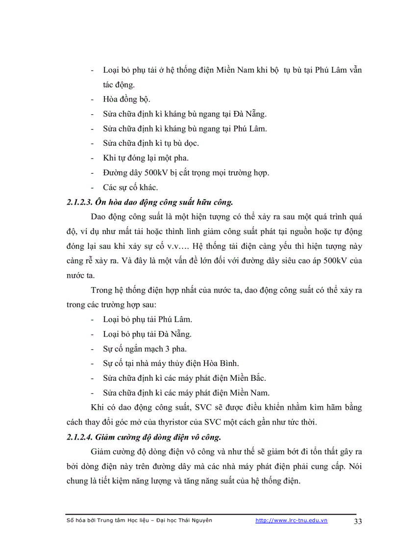 image for page Điều khiển thiết bị bù tĩnh svc và ứng dụng trong việc nâng cao cho ổn định chất lượng điện năng của hệ thống điện