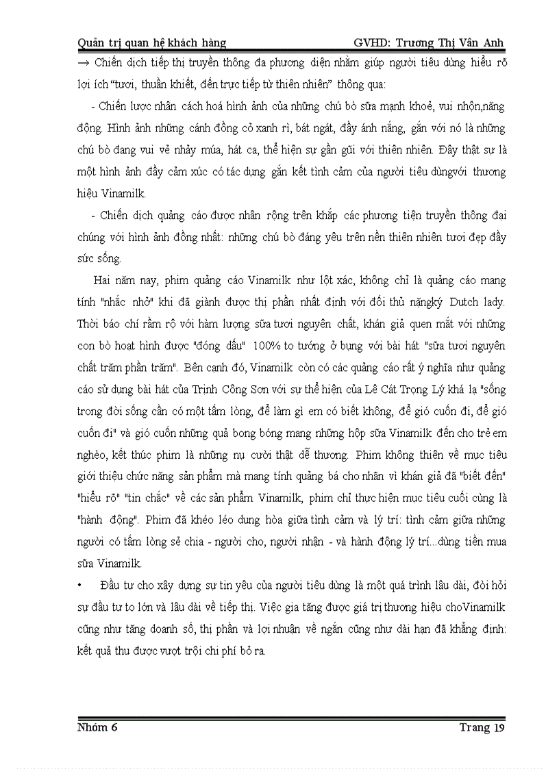 image for page Hoạt động quản trị khách hàng của công ty vinamilk