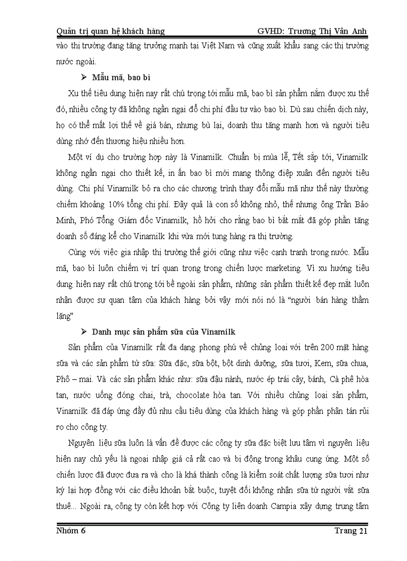 image for page Hoạt động quản trị khách hàng của công ty vinamilk