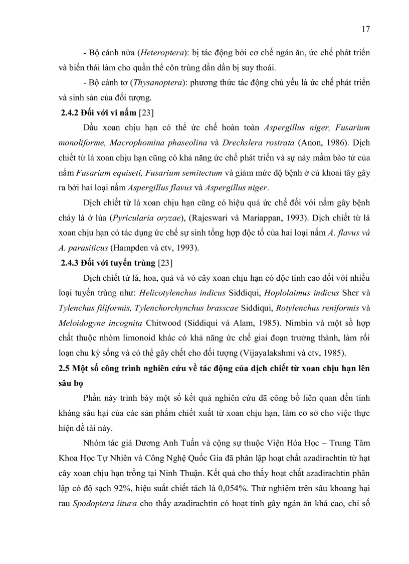 image for page Đánh giá ảnh hưởng của chế phẩm phối trộn giữa dịch chiết từ nhân hạt xoan chịu hạn Azadirachta indica A Juss trồng tại Việt Nam và Cypermethrin đối với sâu xanh Heliothis armigera