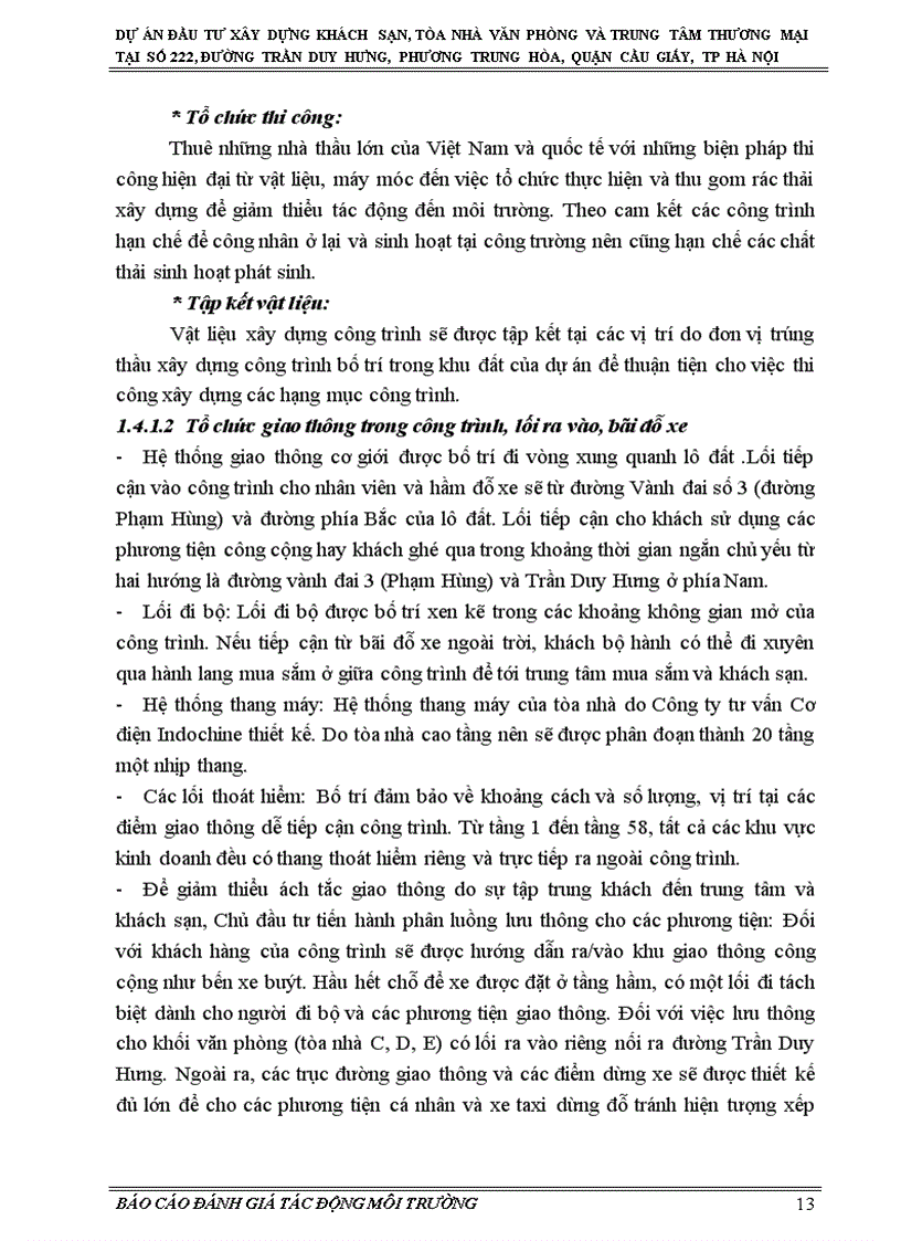 image for page Đánh giá tác động môi trường dự án đầu tư xây dựng khách sạn tòa nhà văn phòng và trung tâm thương mại tại số 222 đường trần duy hưng phương trung hòa quận cầu giấy tp hà nội