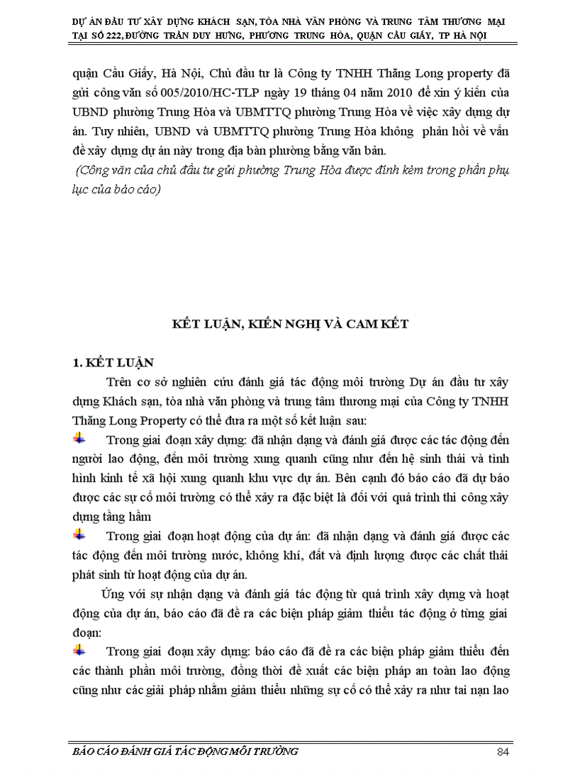 image for page Đánh giá tác động môi trường dự án đầu tư xây dựng khách sạn tòa nhà văn phòng và trung tâm thương mại tại số 222 đường trần duy hưng phương trung hòa quận cầu giấy tp hà nội