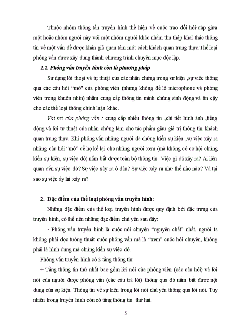 image for page Thể loại phỏng vấn trong báo chí truyền hình