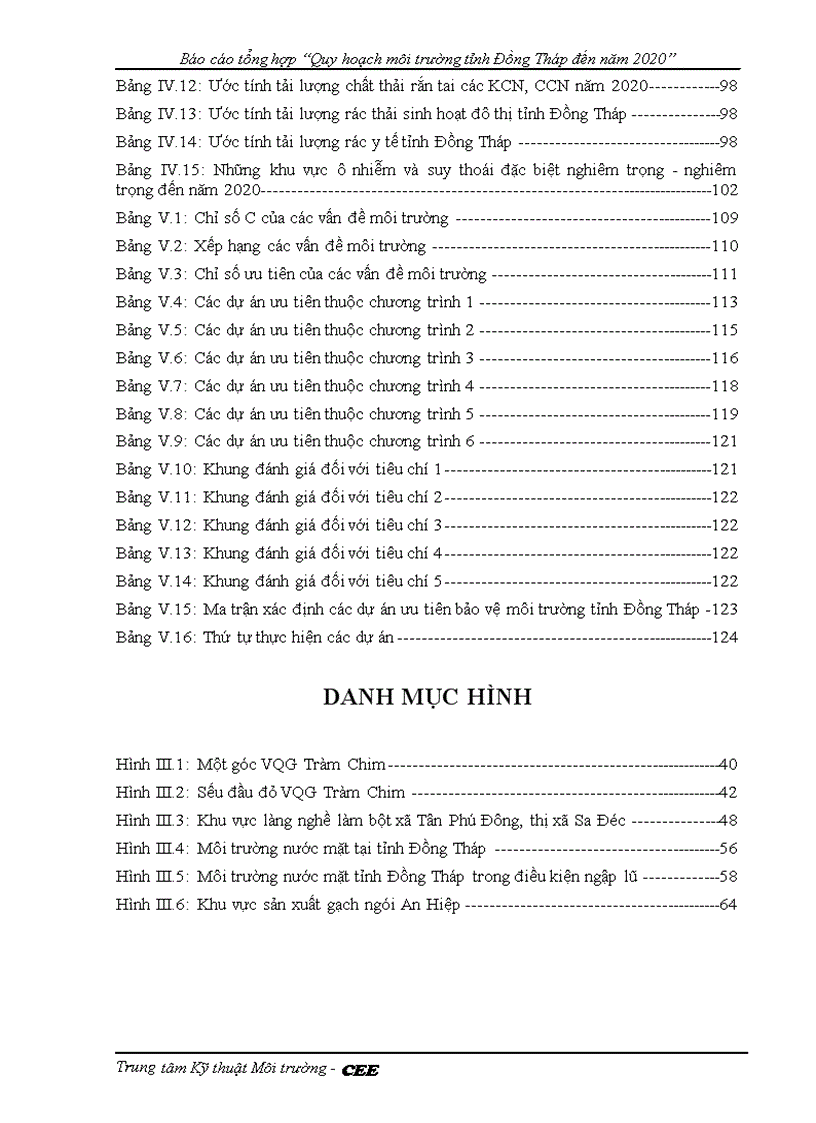 image for page Quy hoạch môi trường tỉnh Đồng Tháp đến năm 2020