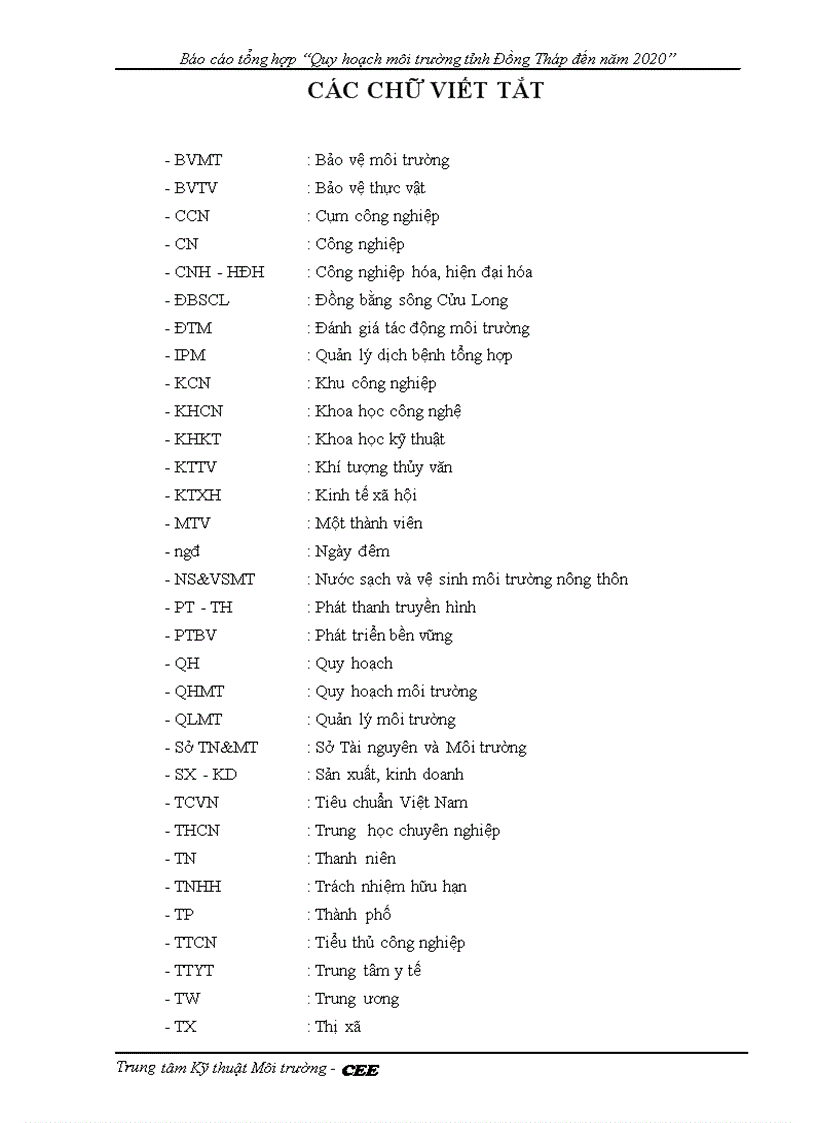 image for page Quy hoạch môi trường tỉnh Đồng Tháp đến năm 2020
