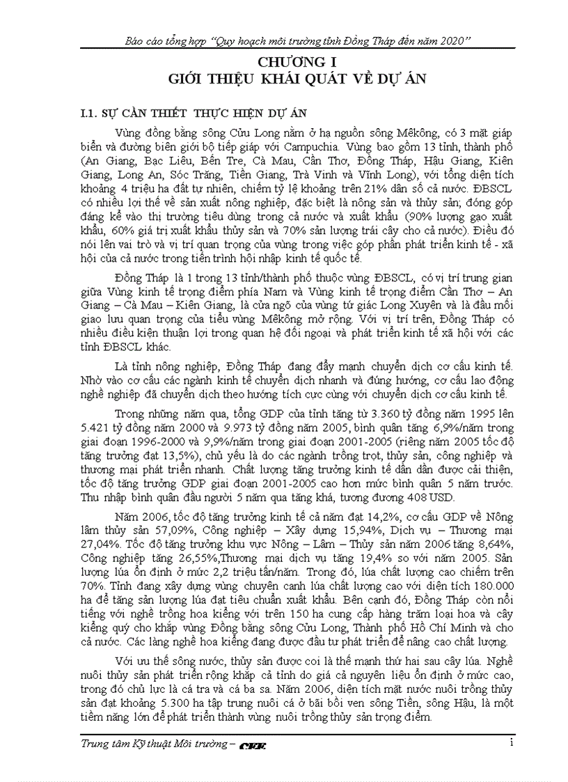 image for page Quy hoạch môi trường tỉnh Đồng Tháp đến năm 2020