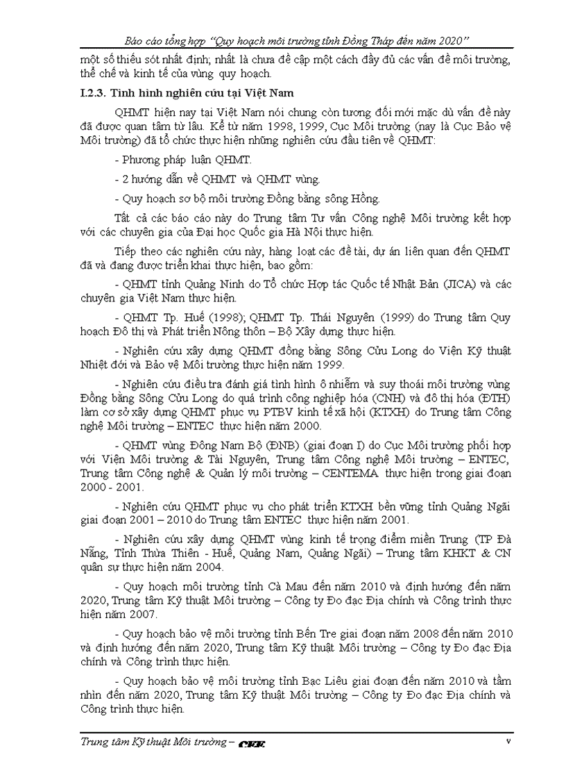 image for page Quy hoạch môi trường tỉnh Đồng Tháp đến năm 2020