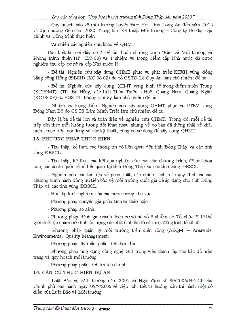 image for page Quy hoạch môi trường tỉnh Đồng Tháp đến năm 2020