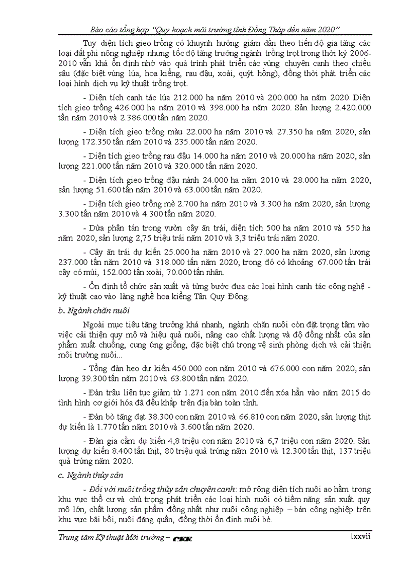 image for page Quy hoạch môi trường tỉnh Đồng Tháp đến năm 2020