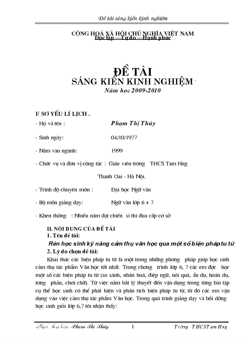 image for page Rèn học sinh kỹ năng cảm thụ văn học qua một số biện pháp tu từ