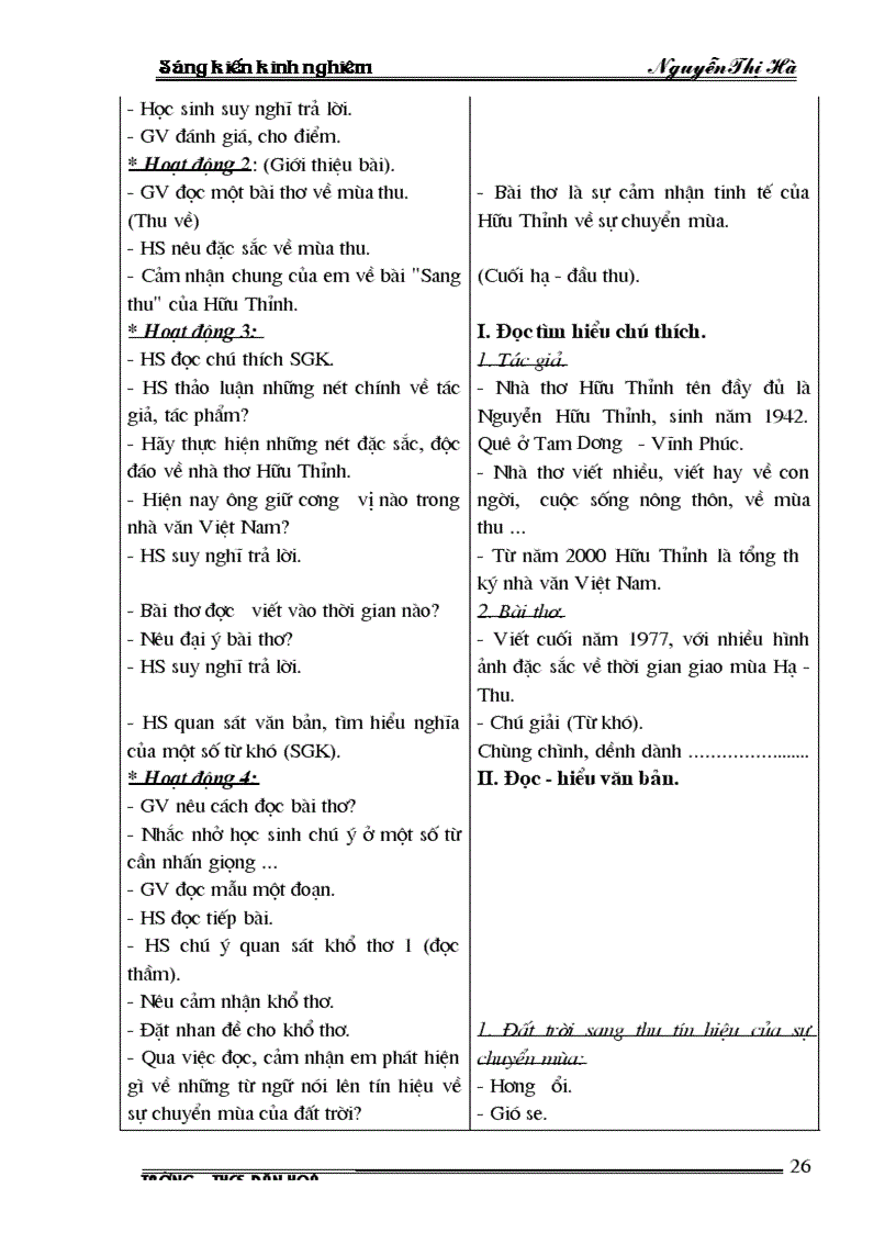 image for page Dạy ngữ văn ở trường THCS theo phương pháp Đọc Hiểu văn bản đảm bảo nguyên tắc tích hợp tích cực trong dạy học