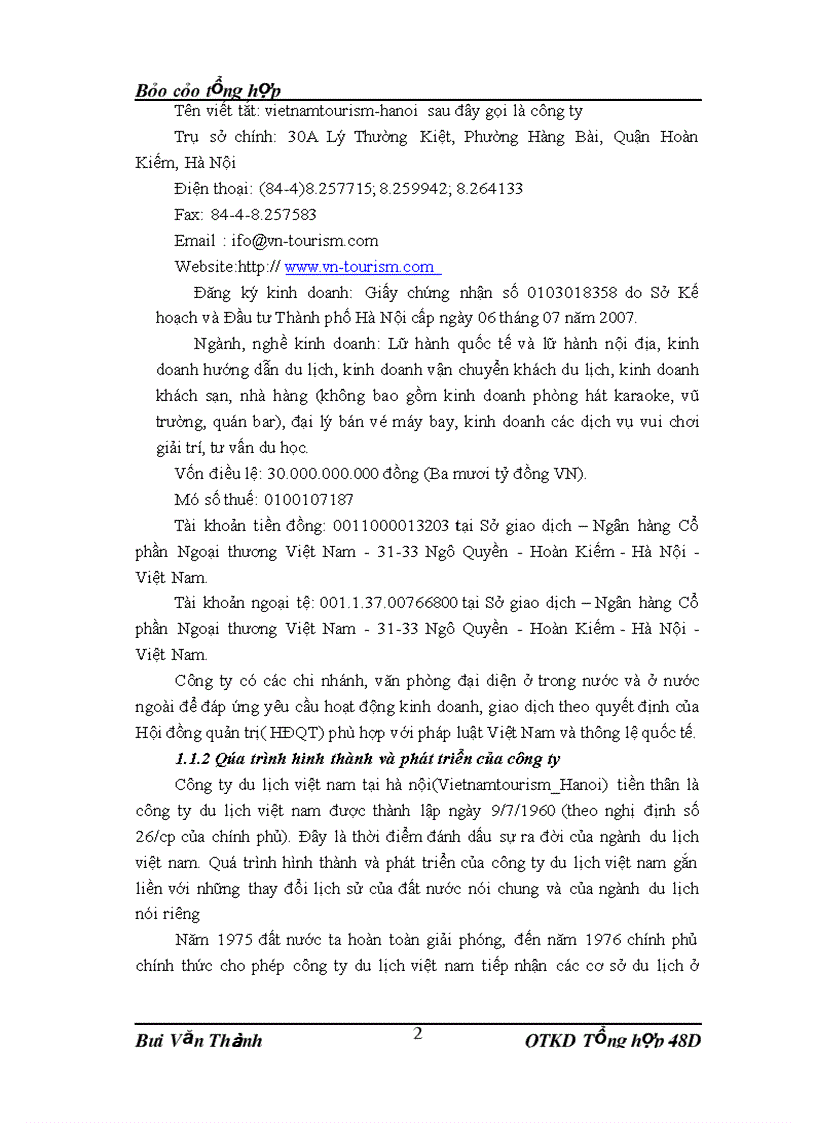 image for page Cơ cấu tổ chức và đánh giá kết quả hoạt động kinh doanh của Công ty Cổ phần Du lịch Việt Nam Hà Nội