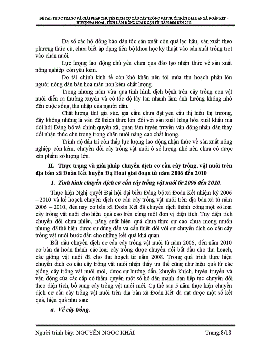 image for page Thực trạng và giải pháp chuyển dịch cơ cấu cây trồng vật nuôi trên địa bàn xã đoàn kết huyện đạ hoai tỉnh lâm đồng giai đoạn từ năm 2006 đến 2010