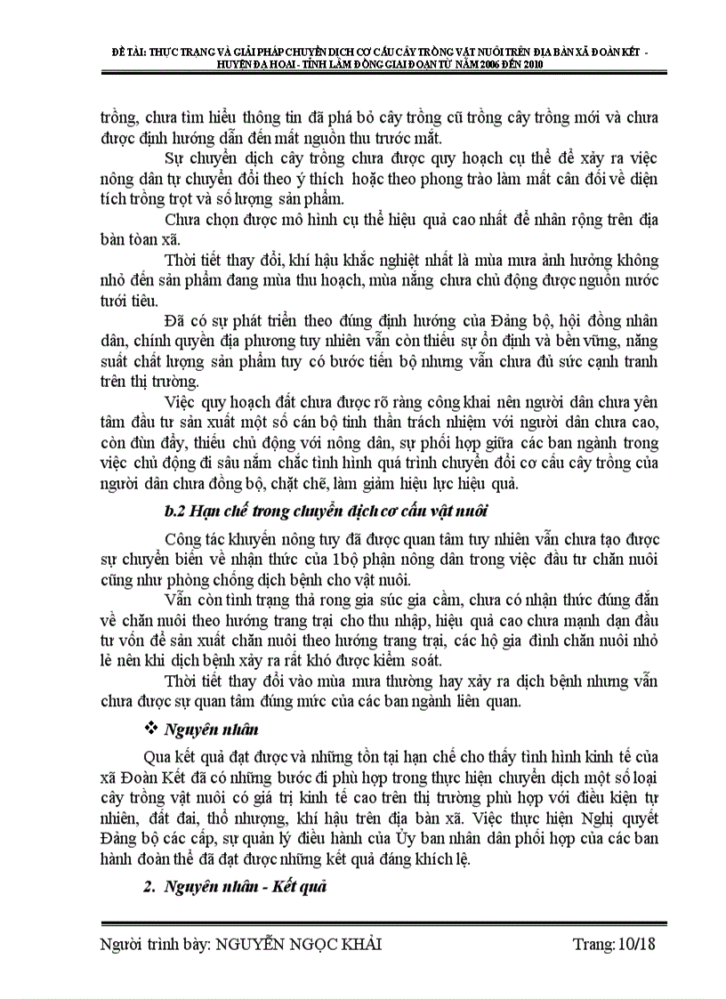 image for page Thực trạng và giải pháp chuyển dịch cơ cấu cây trồng vật nuôi trên địa bàn xã đoàn kết huyện đạ hoai tỉnh lâm đồng giai đoạn từ năm 2006 đến 2010