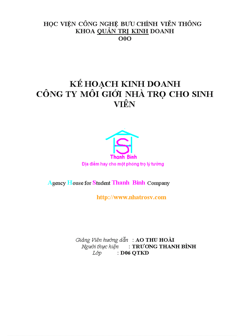 image for page Kế hoạch kinh doanh công ty môi giới nhà trọ cho sinh viên