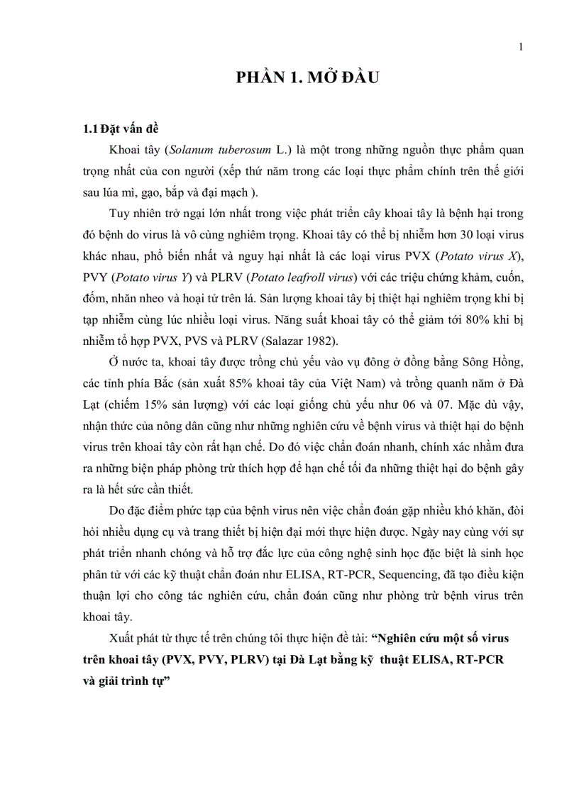 image for page Nghiên cứu một số virus trên khoai tây PVX PVY PLRV tại Đà Lạt bằng kỹ thuật ELISA RT PCR và giải trình tự