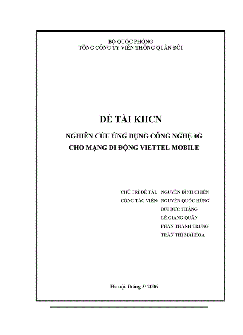 image for page Nghiên cứu ứng dụng công nghệ 4G cho mạng di động di động Viettel Mobile