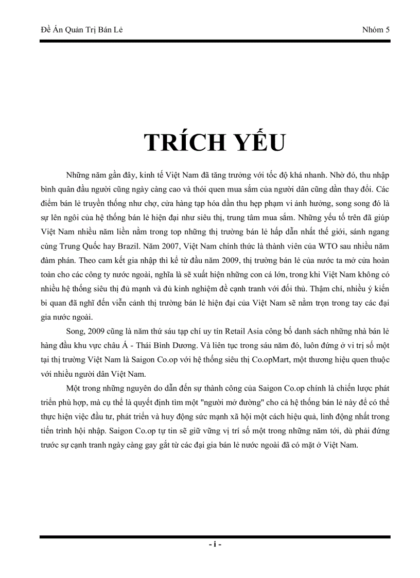 image for page Quản trị bán lẻ tại siêu thị Co opMart