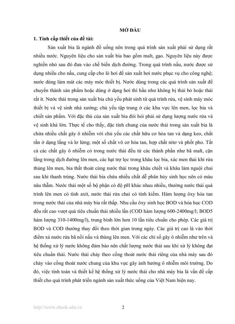 image for page Tính toán và thiết kế hệ thống xử lý nước thải nhà máy bia bằng phương pháp sinh học lưu lượng 2000 m3 ngày đêm