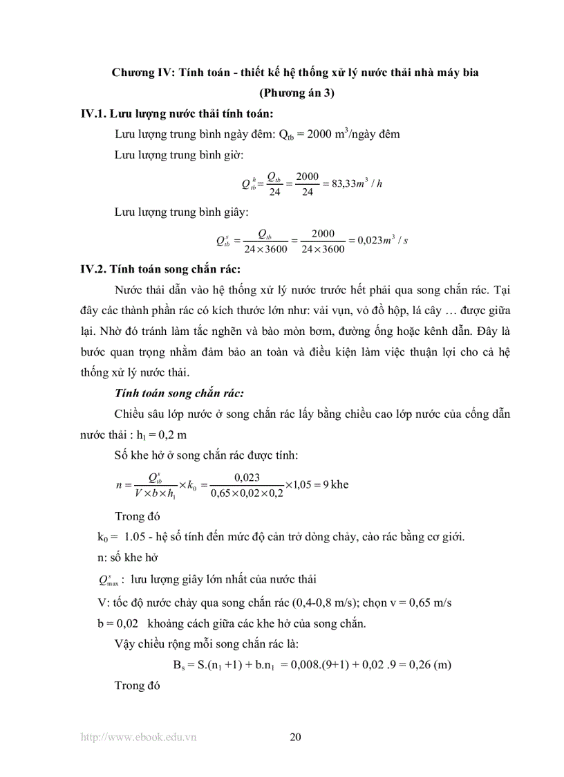 image for page Tính toán và thiết kế hệ thống xử lý nước thải nhà máy bia bằng phương pháp sinh học lưu lượng 2000 m3 ngày đêm