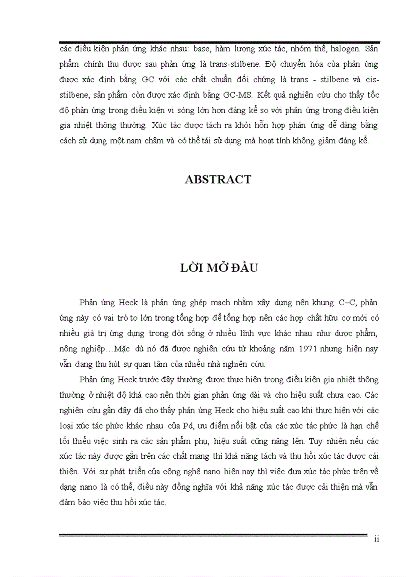 image for page Nghiên cứu thực hiện phản ứng heck sử dụng xúc tác palladium cố định trên vật liệu nano từ tính trong điều kiện vi sóng