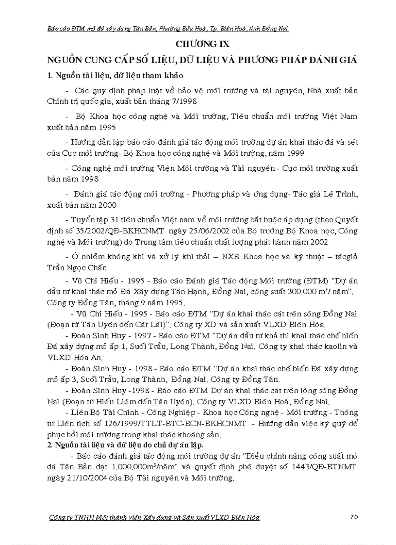 image for page BÁO CÁO ĐÁNH GIÁ TÁC ĐỘNG MÔI TRƯỜNG DỰ ÁN ĐẦU TƯ TĂNG ĐỘ SÂU KHAI THÁC ĐẾN MỨC 60m MỎ ĐÁ XÂY DỰNG TÂN BẢN PHƯỜNG BỬU HÒA THÀNH PHỐ BIÊN HOÀ TỈNH ĐỒNG NAI
