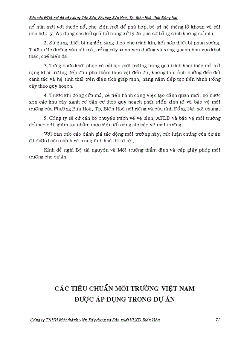 image for page BÁO CÁO ĐÁNH GIÁ TÁC ĐỘNG MÔI TRƯỜNG DỰ ÁN ĐẦU TƯ TĂNG ĐỘ SÂU KHAI THÁC ĐẾN MỨC 60m MỎ ĐÁ XÂY DỰNG TÂN BẢN PHƯỜNG BỬU HÒA THÀNH PHỐ BIÊN HOÀ TỈNH ĐỒNG NAI