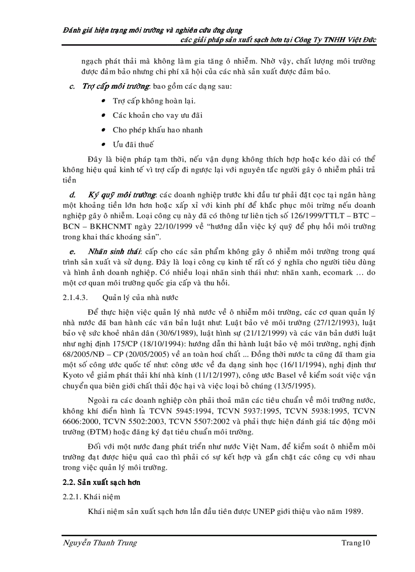 image for page Đánh giá hiện trạng môi trường và nghiên cứu ứng dụng các giải pháp sản xuất sạch hơn tại công ty TNHH Việt Đức
