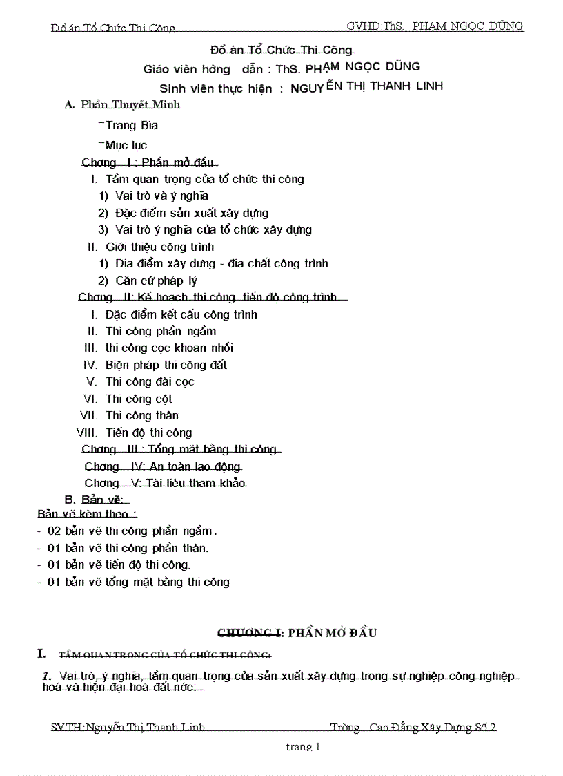 image for page Đồ án Tổ chức thi công thuyết minh