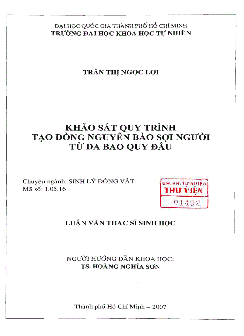 image for page Khảo sát quy trình tạo dòng nguyên bào sợi người từ da bao quy đầu