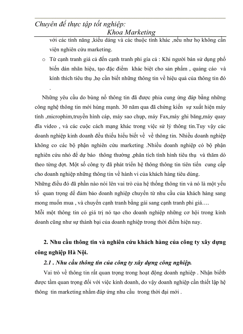 image for page Luận văn tốt nghiệp Tổ chức hệ thống thông tin và nghiên cứu marketing trong công ty xây