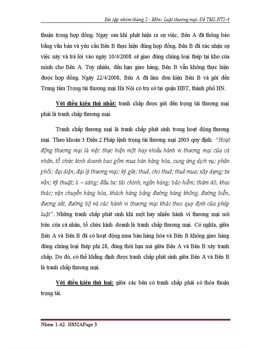 image for page Bài tập nhóm số 2 luật thương mại 2 về tranh chấp thương mại