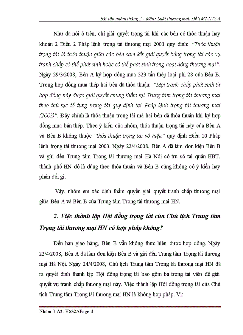 image for page Bài tập nhóm số 2 luật thương mại 2 về tranh chấp thương mại
