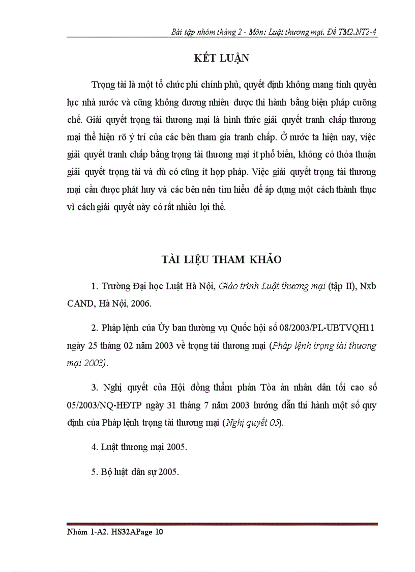 image for page Bài tập nhóm số 2 luật thương mại 2 về tranh chấp thương mại