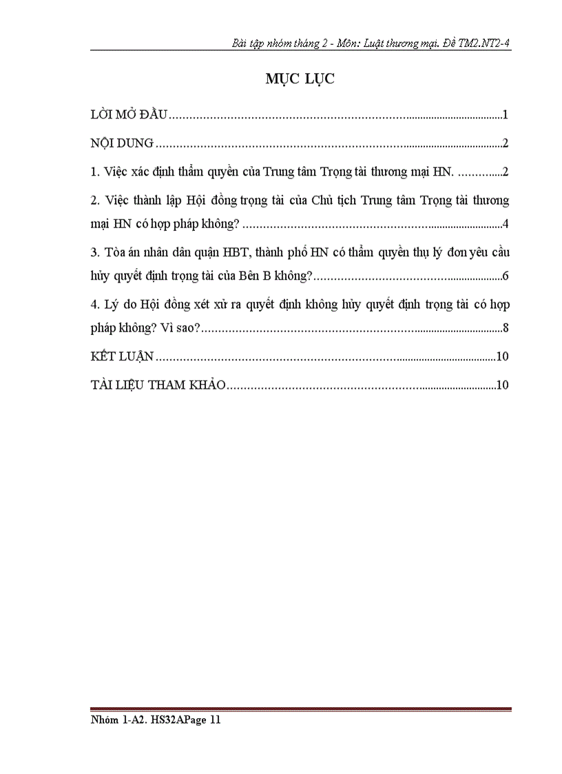 image for page Bài tập nhóm số 2 luật thương mại 2 về tranh chấp thương mại