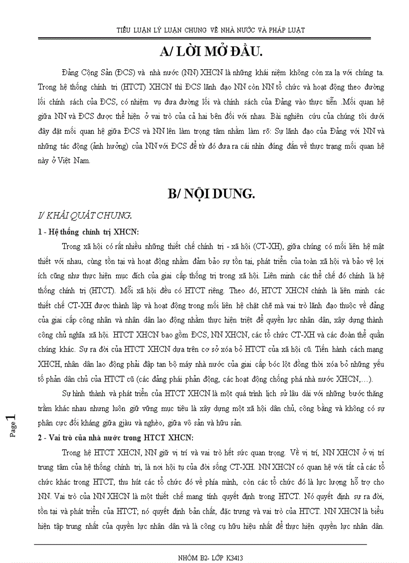 image for page Lý uận chung Mối quan hệ giữa Nhà nước và ĐCS trong hệ thống chính trị