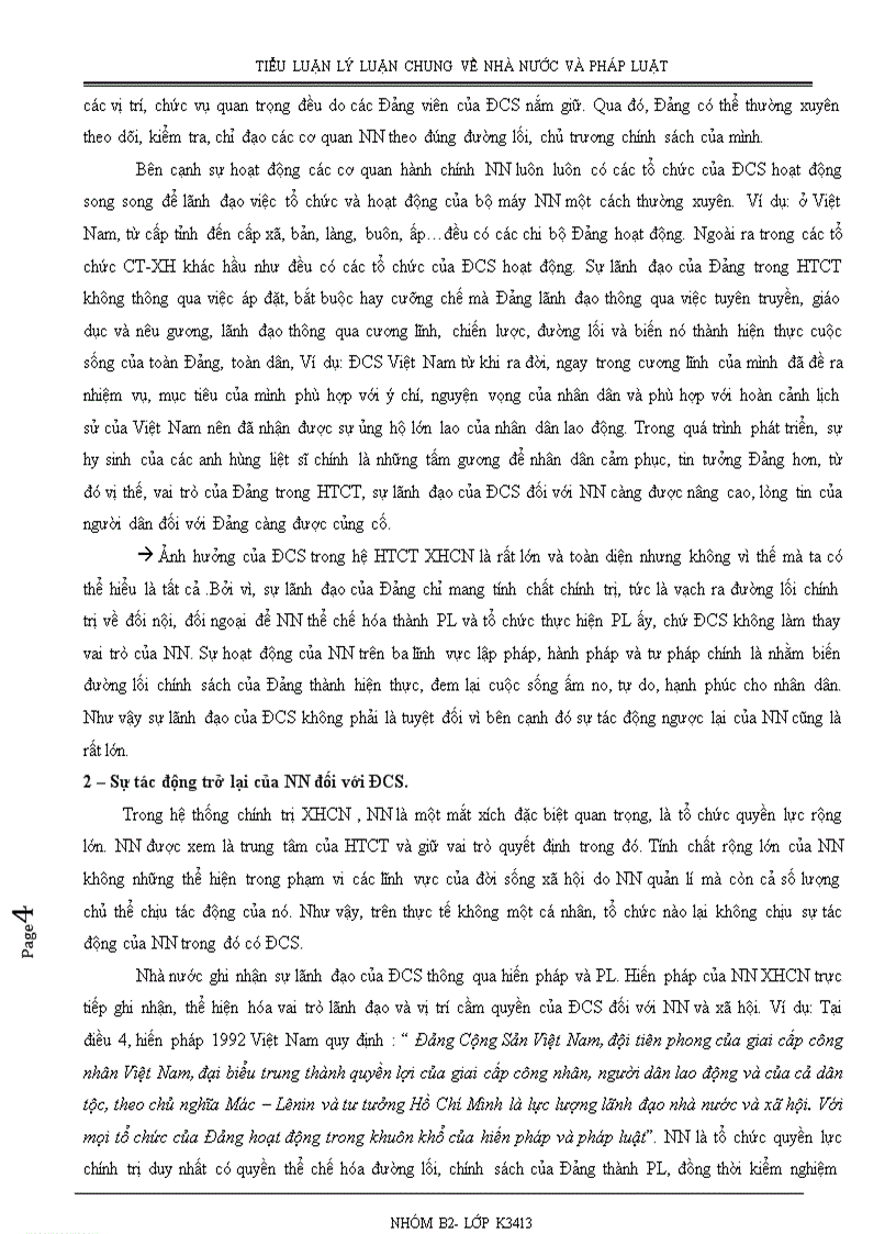 image for page Lý uận chung Mối quan hệ giữa Nhà nước và ĐCS trong hệ thống chính trị