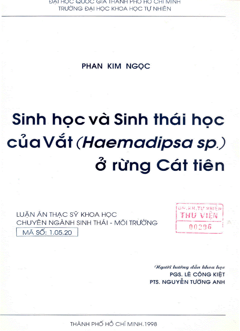image for page Sinh học và sinh thái học của vắt Haemadipsa sp ở rừng cát tiên