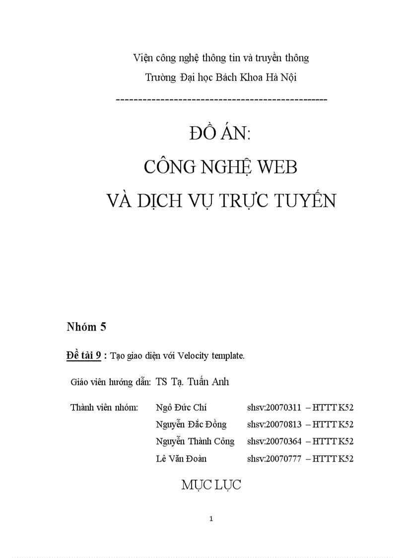image for page Tạo giao diện với Velocity template công nghệ Web và dịch vụ trực tuyến