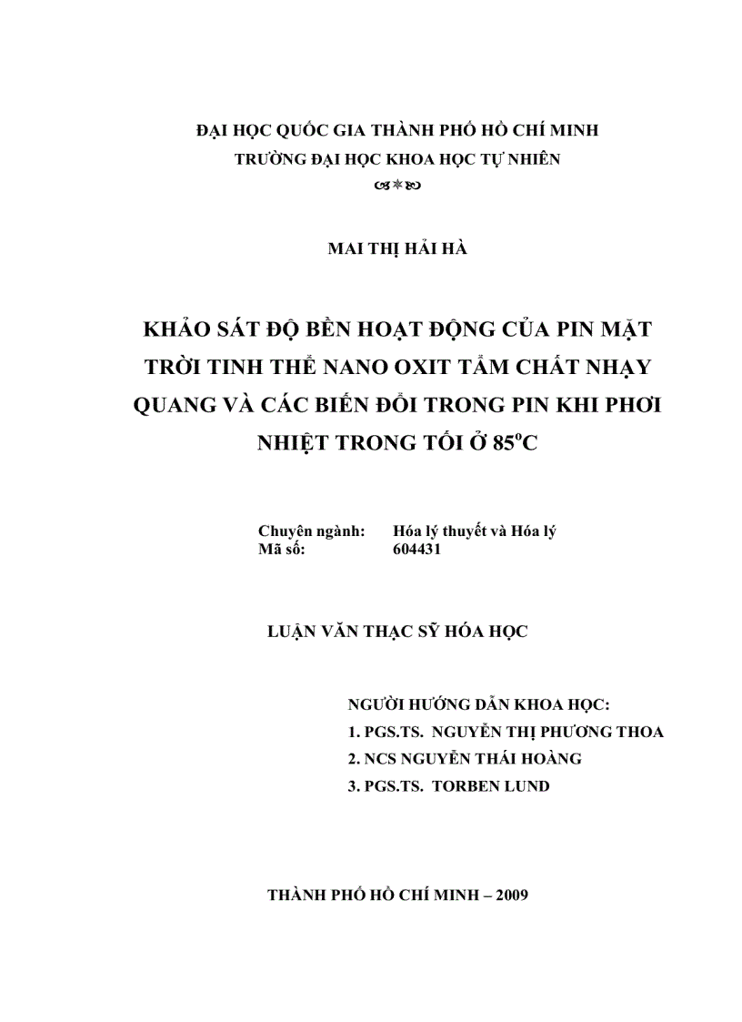 image for page Khảo sát độ biển hoạt động của pin mặt trời tinh thể nano oxit tẩm chất nhạy quang và các biến đổi trong pin khi phơi nhiệt trong tối 85oC