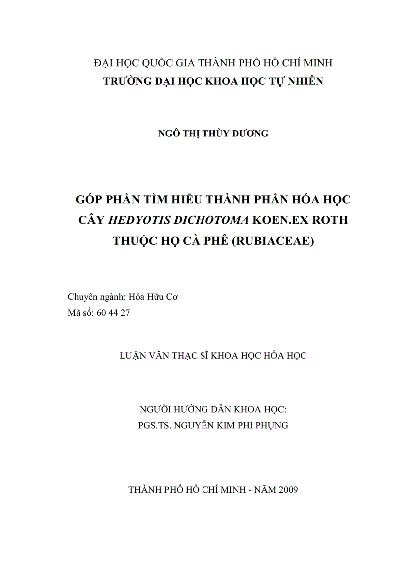 image for page Góp phần tìm hiểu thành phần hóa học cây hedyotis dichotoma koen ex roth thuộc họ cà phê rubiaceae