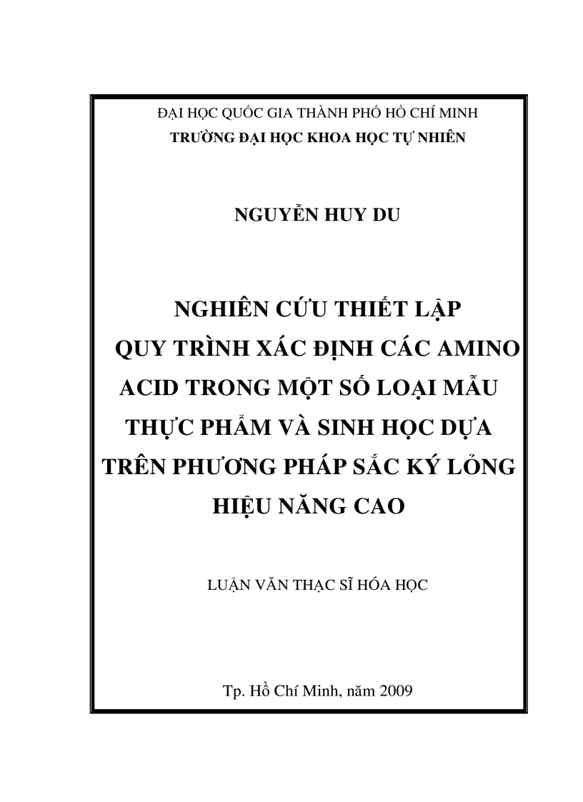 image for page Nghiên cứu thiết lập quy trình xác định các amino acid trong một số loại mẫu thực phẩm và sinh học dựa trên phương pháp sắc ký lỏng hiệu năng cao